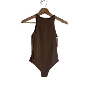 Skims Bodysuit Womens XS Brown Fits Everybody High Neck Snap Crotch Stretch